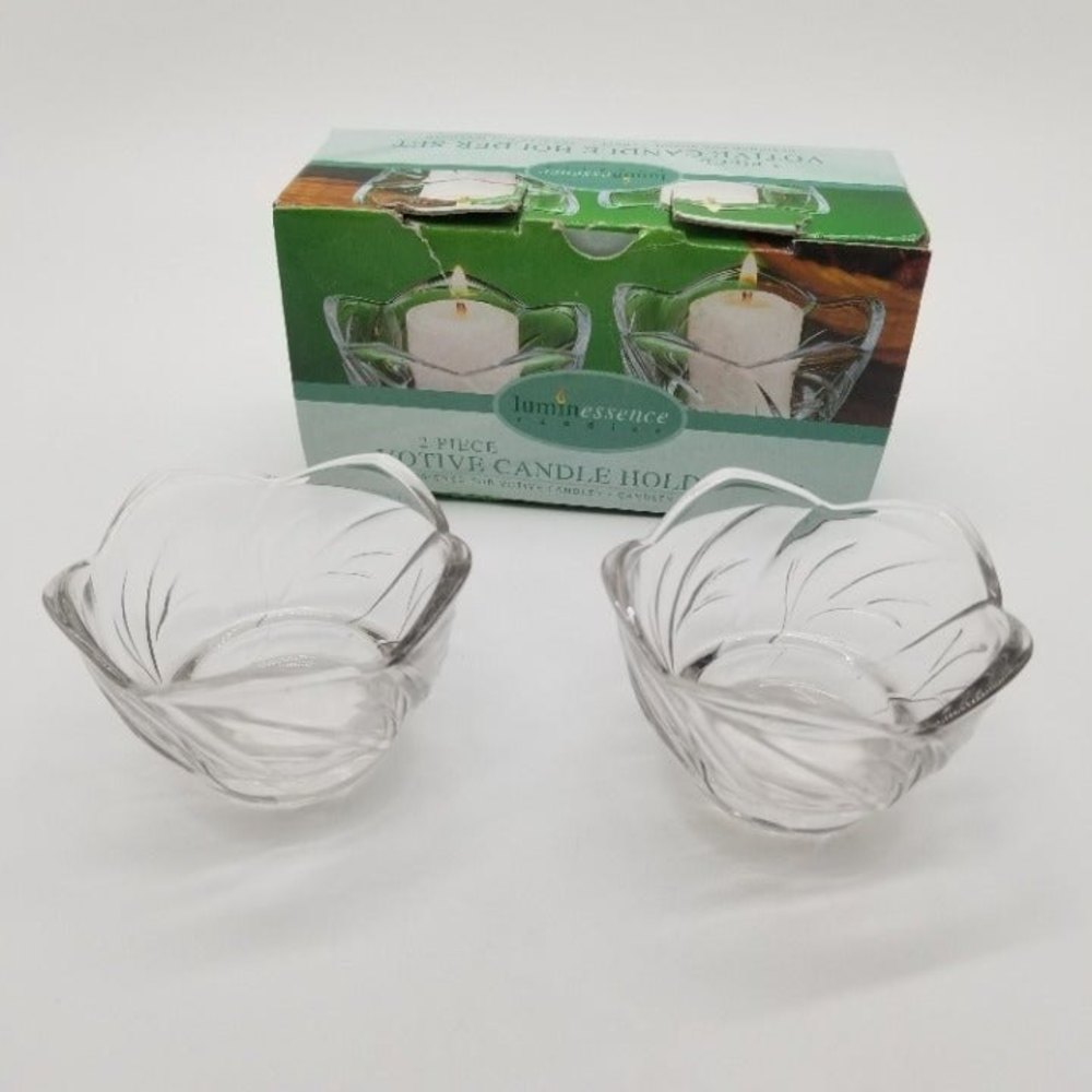 Votive Clear Glass Candle Holder Set Lumin Essence 2 Pieces